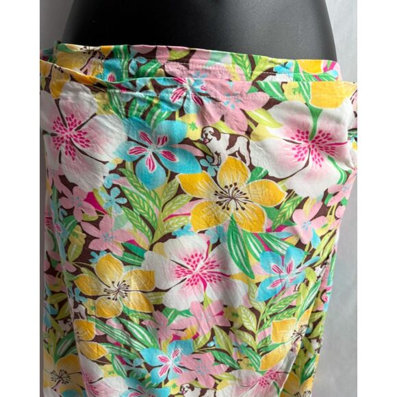 Vintage Big Dogs Wrap Midi Skirt Size M Retro Floral Tropical Long Feminine Cute - Picture 5 of 11